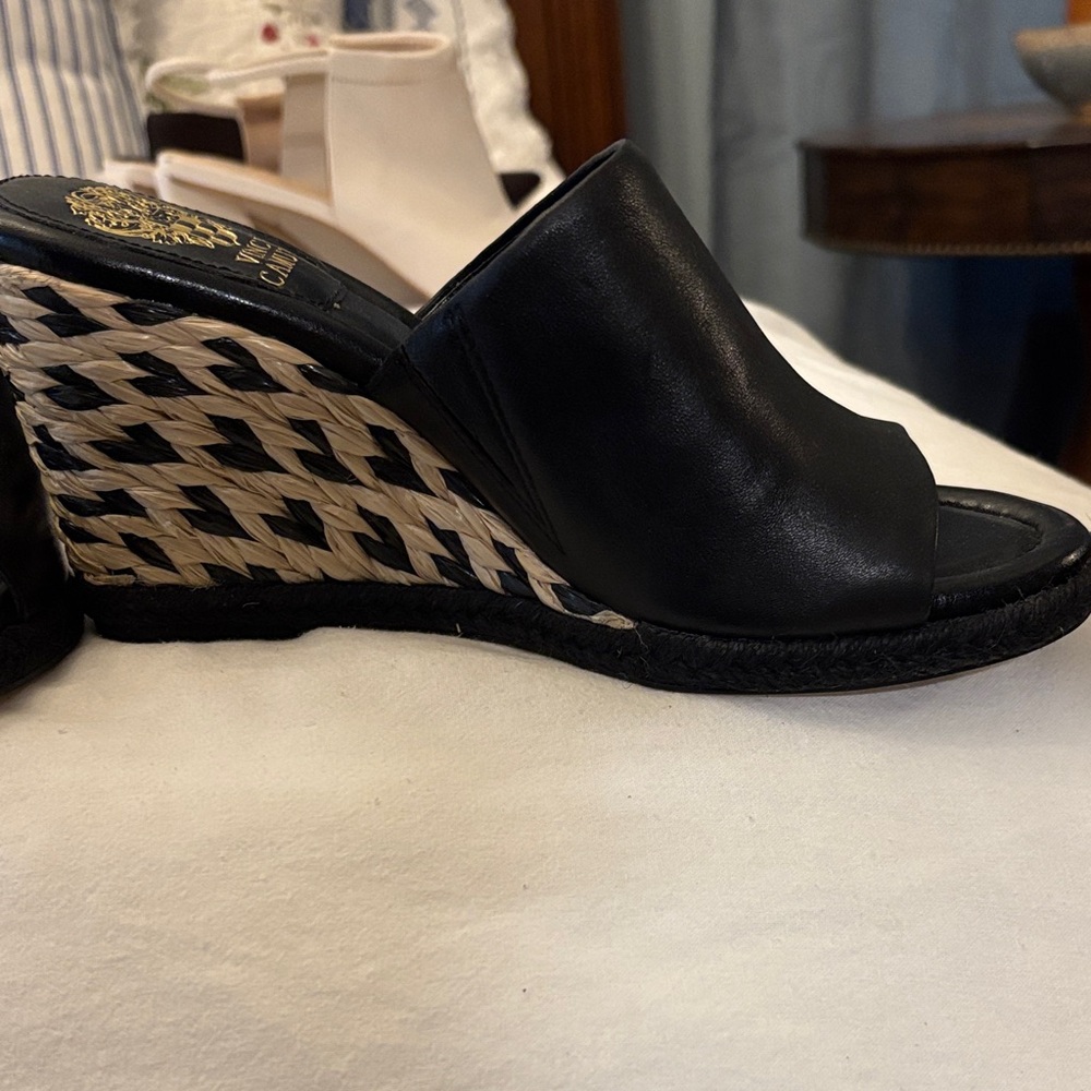 Vince Camuto Black and Tan Wedge Sandals - Never worn